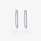 Peter Marco 18k white gold round cut diamond linear drop earrings, side view