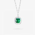 Peter Marco 18k white gold round cut diamond marquise cut cushion cut emerald pendant