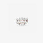 Peter Marco 18k white gold round cut diamond multi-row band ring