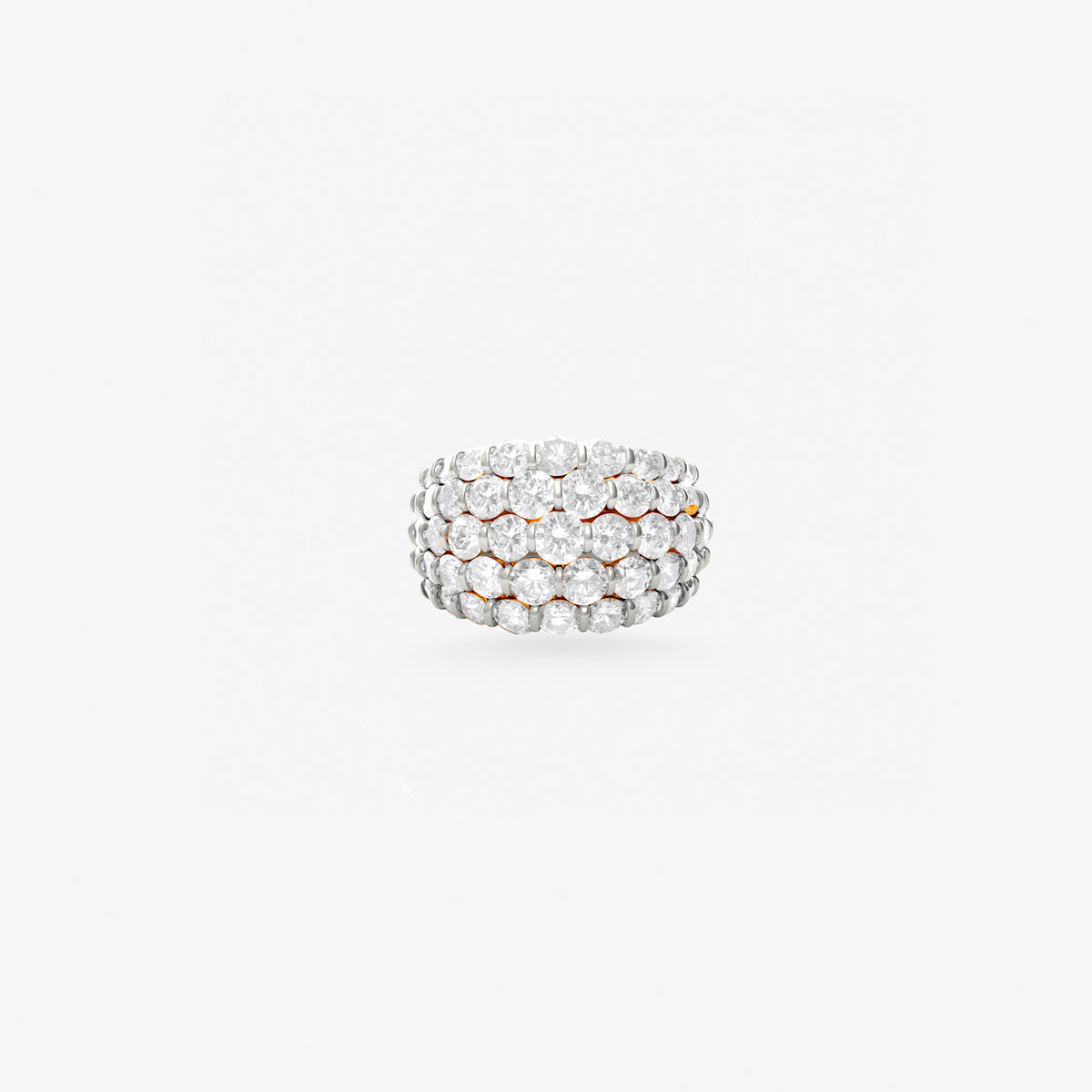 Peter Marco 18k white gold round cut diamond multi-row band ring