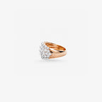 18K white gold diamond ring with four rows of round-cut diamonds, side view