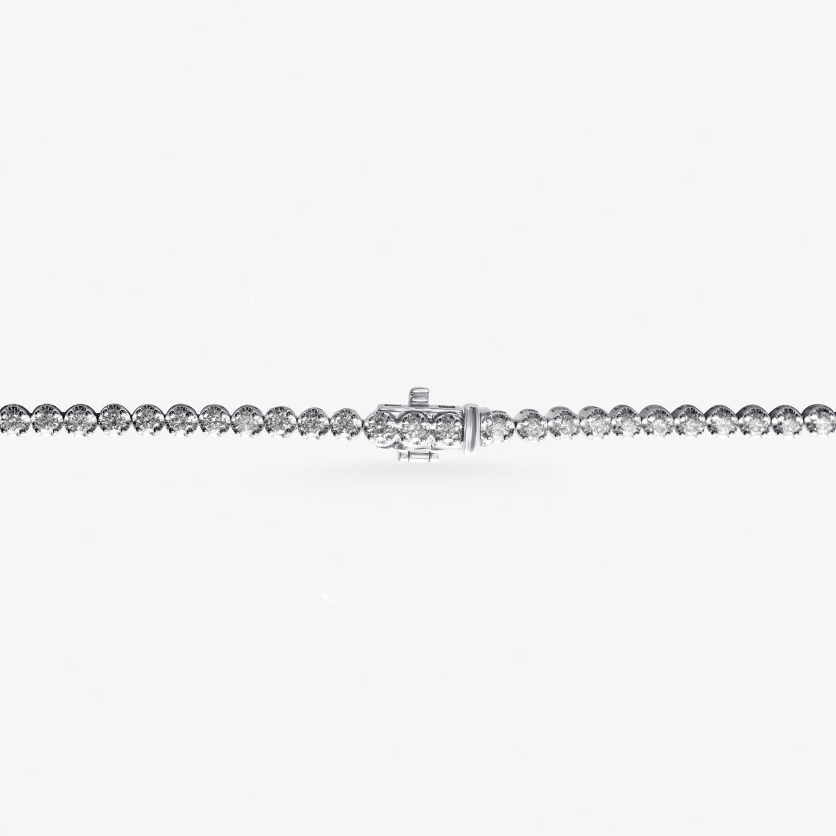 Peter Marco 18k white gold round cut diamond necklace, clasp view