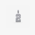 Peter Marco 18k white gold round cut diamond number 2 pendant, detail view