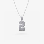 Peter Marco 18k white gold round cut diamond number 2 pendant