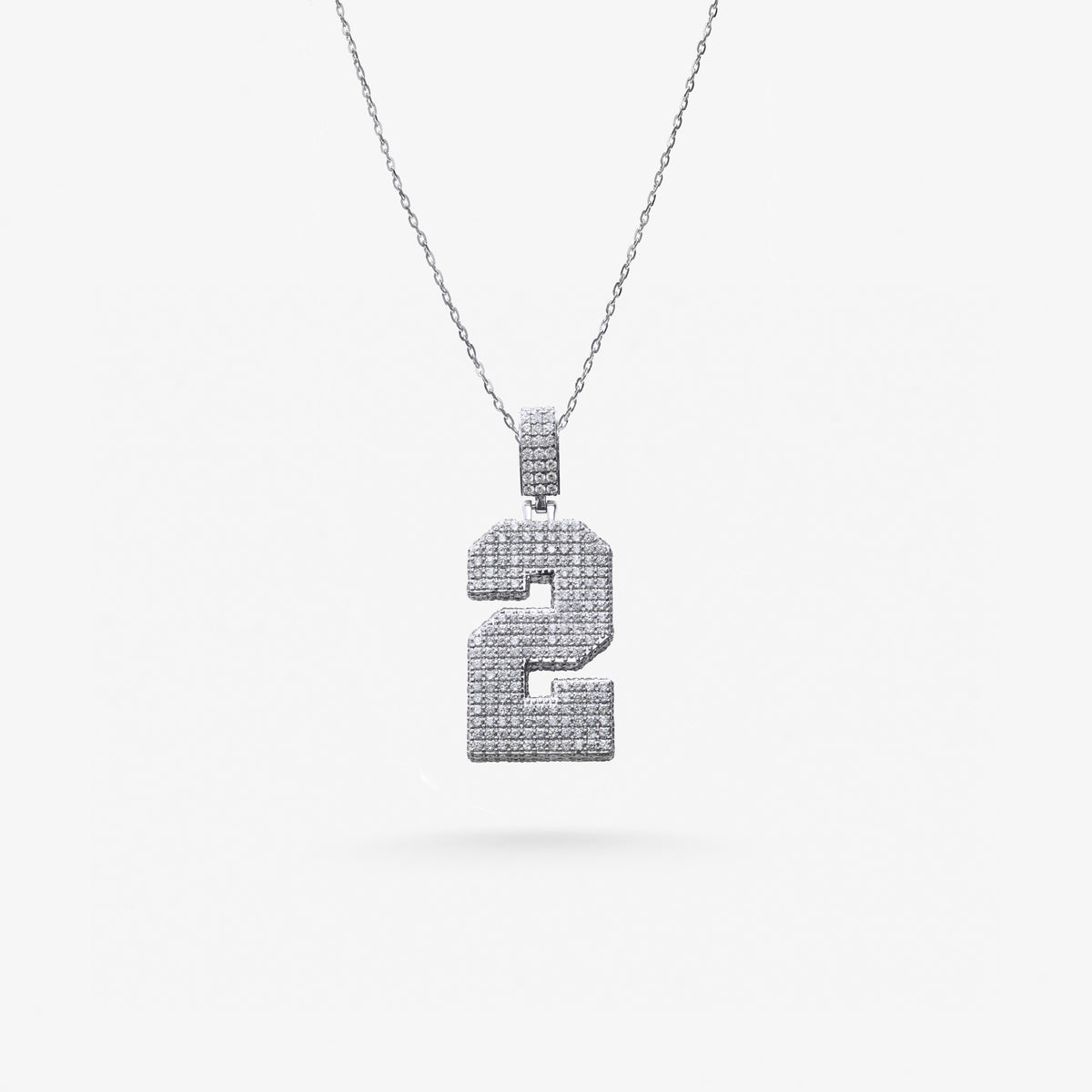 Peter Marco 18k white gold round cut diamond number 2 pendant