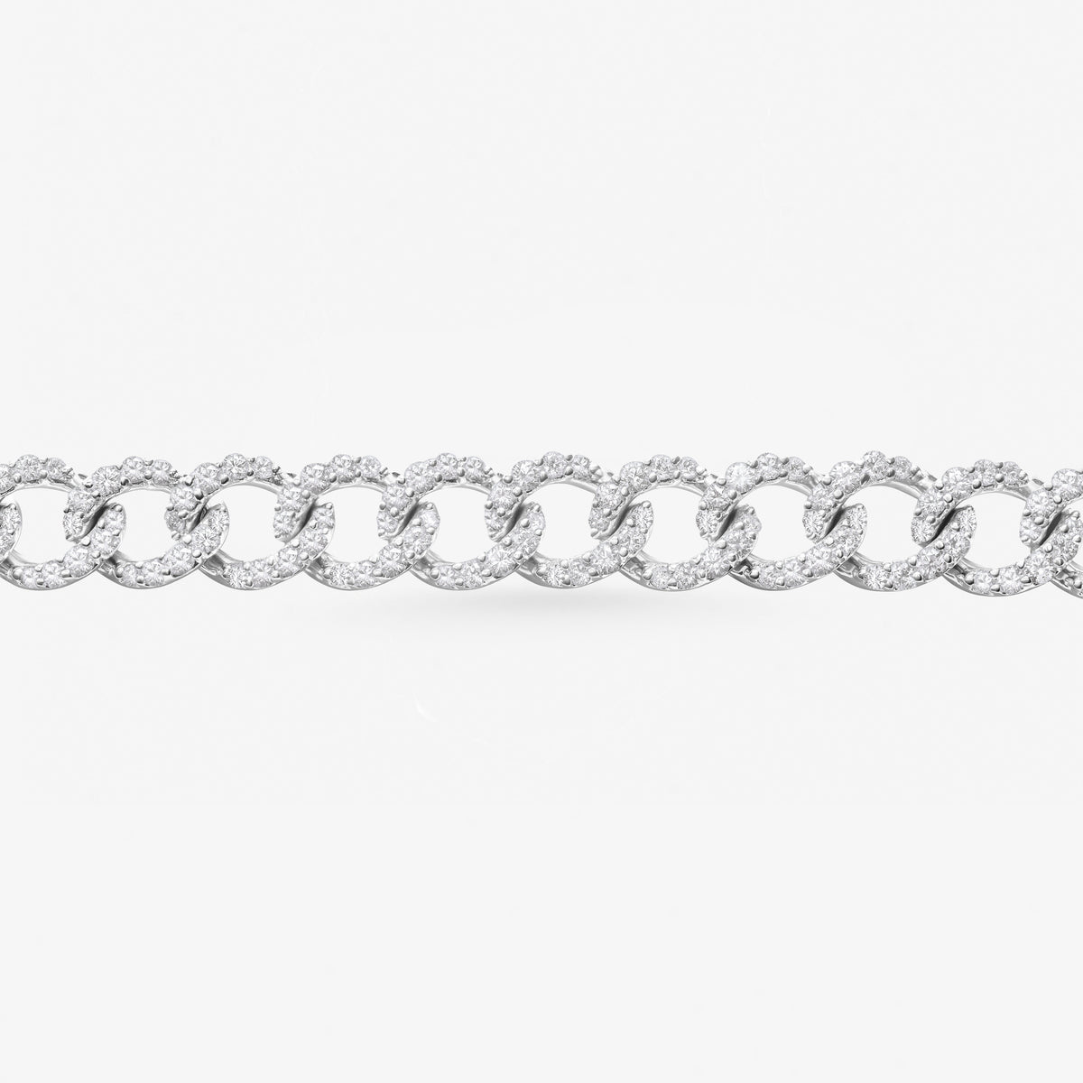 Peter Marco 18k white gold round cut diamond round link bracelet, detail view
