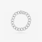 Peter Marco 18k white gold round cut diamond round link bracelet