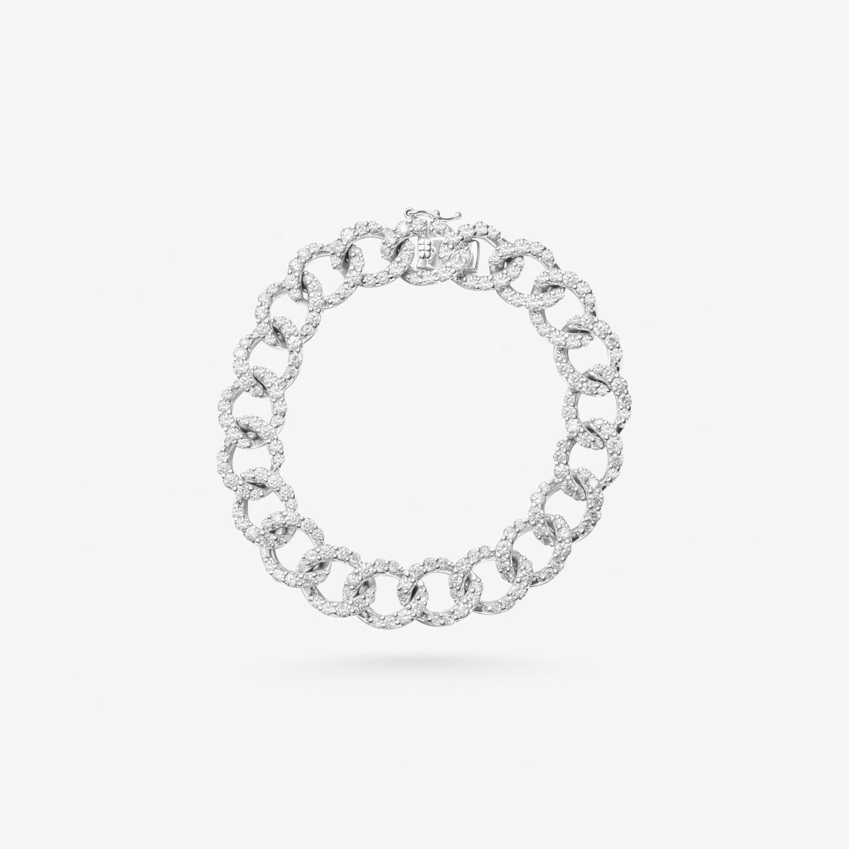 Peter Marco 18k white gold round cut diamond round link bracelet
