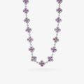 Peter Marco 18k white gold round cut pink sapphire and diamond flower necklace