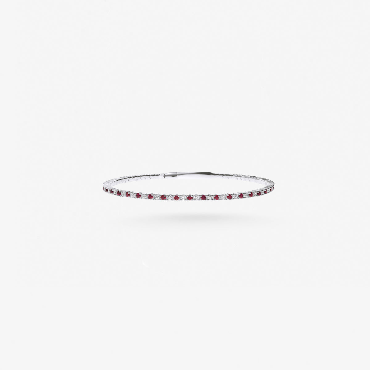 Peter Marco 18k white gold round cut ruby and diamond tennis bracelet