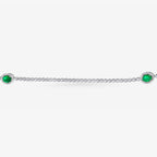 Peter Marco 18k-white gold round cut white diamond and oval cut emerald necklace, side view