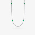 Peter Marco 18k-white gold round cut white diamond and oval cut emerald necklace