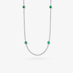 Peter Marco 18k-white gold round cut white diamond and oval cut emerald necklace