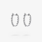 Peter Marco 18k white gold round cut white diamond drop earrings, side view