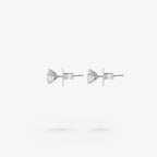 Peter Marco 18k white gold round cut white diamond stud earrings, side view