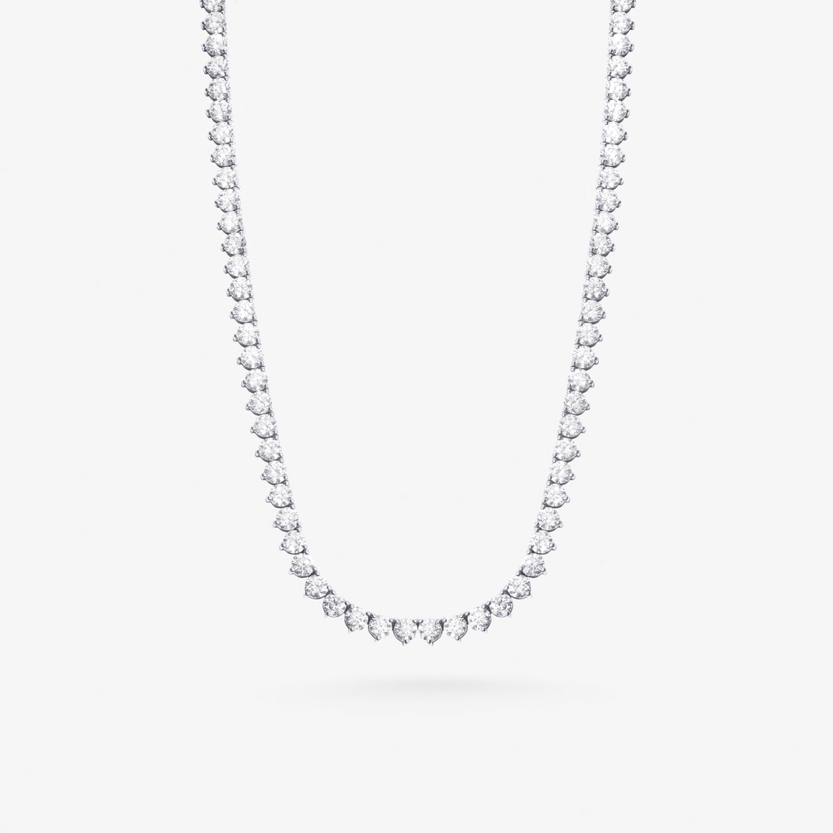 Peter Marco 18k white gold three-prong round cut diamond necklace
