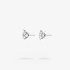 Peter Marco 18k white gold three-prong round cut diamond stud earrings, side view