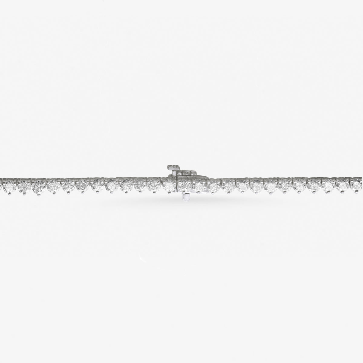 Peter Marco 18k white gold three-prong round cut diamond tennis necklace