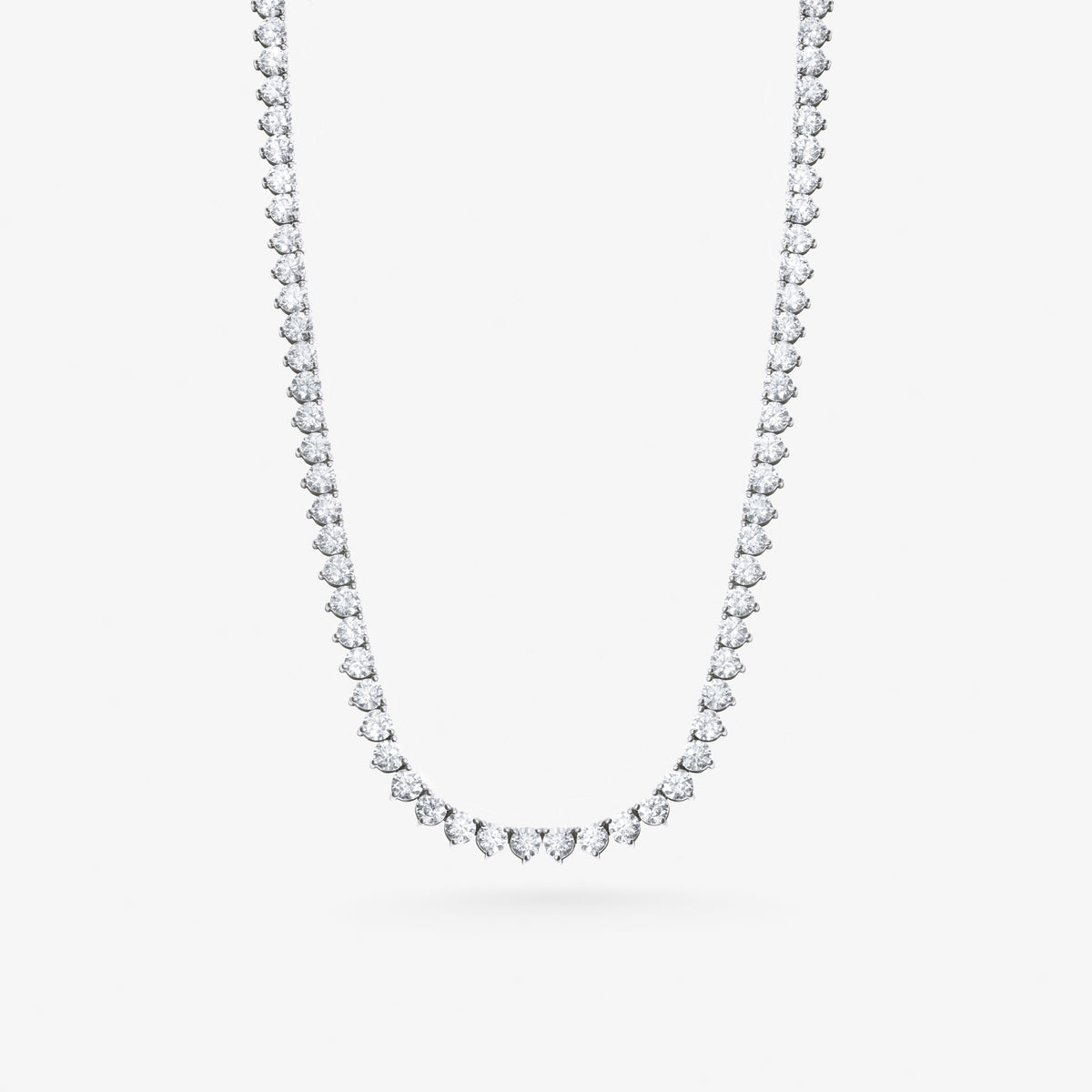 Peter Marco 18k white gold three-prong round cut diamond tennis necklace