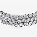 Peter Marco 18k white gold three-row round cut diamond bracelet, detail view