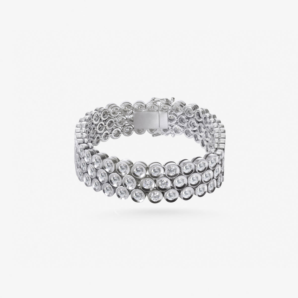 Peter Marco 18k white gold three-row round cut diamond bracelet