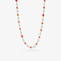 Peter Marco 18k yellow and white gold bezel set round cut diamond and ruby necklace