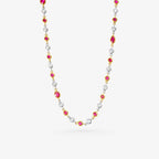 Peter Marco 18k yellow and white gold bezel set round cut diamond and ruby necklace