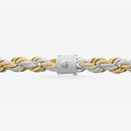 Peter Marco 18k yellow and white gold round cut diamond rope chain necklace, clasp view