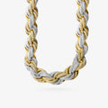 Peter Marco 18k yellow and white gold round cut diamond rope chain necklace