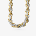 Peter Marco 18k yellow and white gold round cut diamond rope chain necklace