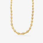 Peter Marco 18k yellow gold baguette and round cut diamond pear shape necklace