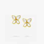 Peter Marco 18k yellow gold bezel-set pear cut diamond floral stud earrings