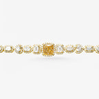 Peter Marco 18k yellow gold cushion, emerald and oval cut diamond bracelet, detail view