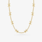 Peter Marco 18k yellow gold diamond barbwire necklace