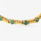 Peter Marco 18k yellow gold emerald cut emerald and round cut diamond bracelet, detail view