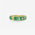 Peter Marco 18k yellow gold emerald cut emerald with pear and emerald cut diamond bangle