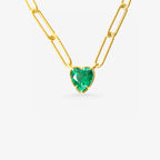 Peter Marco 18k yellow gold heart shape emerald pendant, detail view