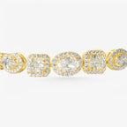 Peter Marco 18k yellow gold oval and cushion cut diamond bracelet, detail view