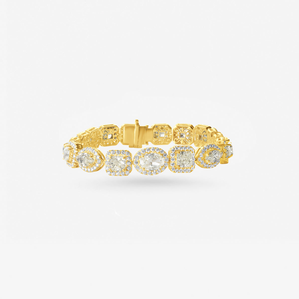 Peter Marco 18k yellow gold oval and cushion cut diamond bracelet
