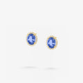 Peter Marco 18k yellow gold oval blue sapphire and round cut diamond stud earrings