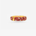 Peter Marco 18k yellow gold oval, pear and cushion cut ruby and diamond bangle