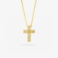 Peter Marco 18k yellow gold radiant cut diamond cross pendant