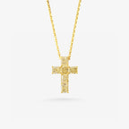 Peter Marco 18k yellow gold radiant cut diamond cross pendant