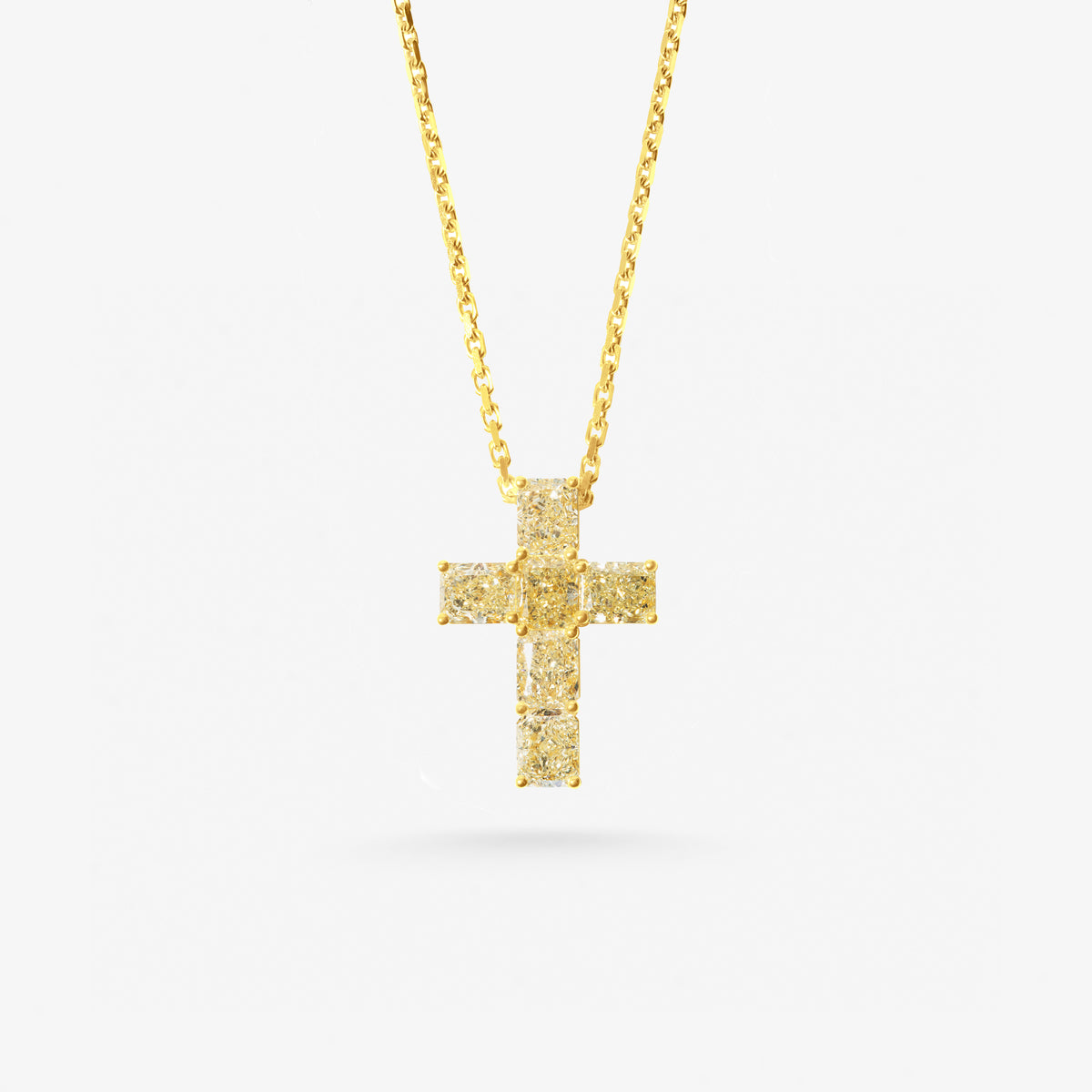 Peter Marco 18k yellow gold radiant cut diamond cross pendant
