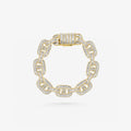 Peter Marco 18k yellow gold round and baguette cut diamond mariner link bracelet