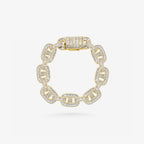 Peter Marco 18k yellow gold round and baguette cut diamond mariner link bracelet