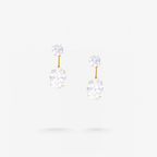 Peter Marco 18k yellow gold round and oval cut white diamond drop earrings