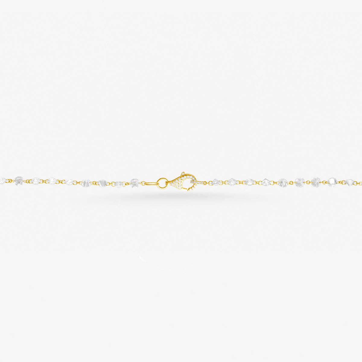 Peter Marco 18k yellow gold round cut crystal necklace, clasp view