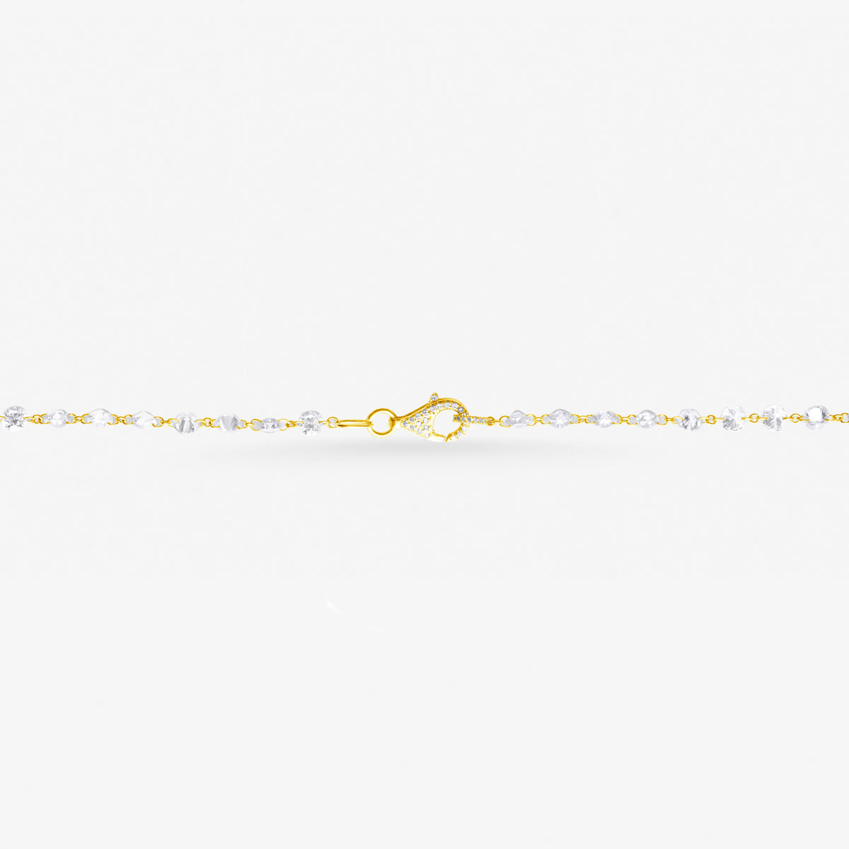 Peter Marco 18k yellow gold round cut crystal necklace, clasp view