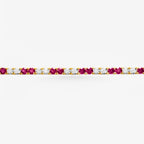 Peter Marco 18k yellow gold round cut diamond and ruby bracelet, detail view